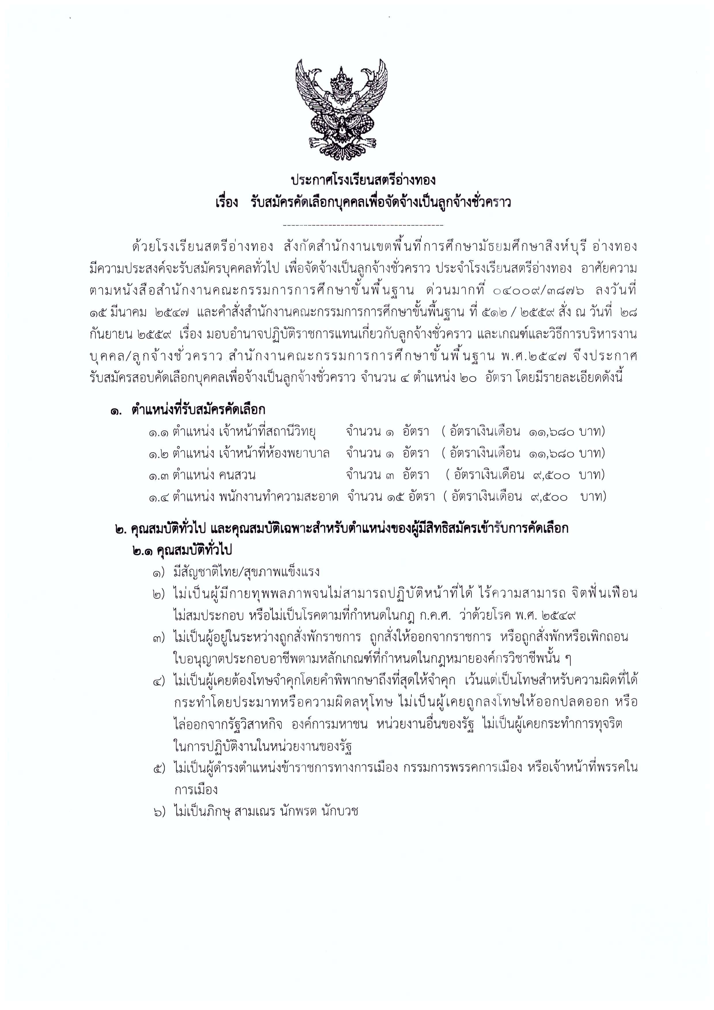 ประกาศรับสมัครงาน Page 1